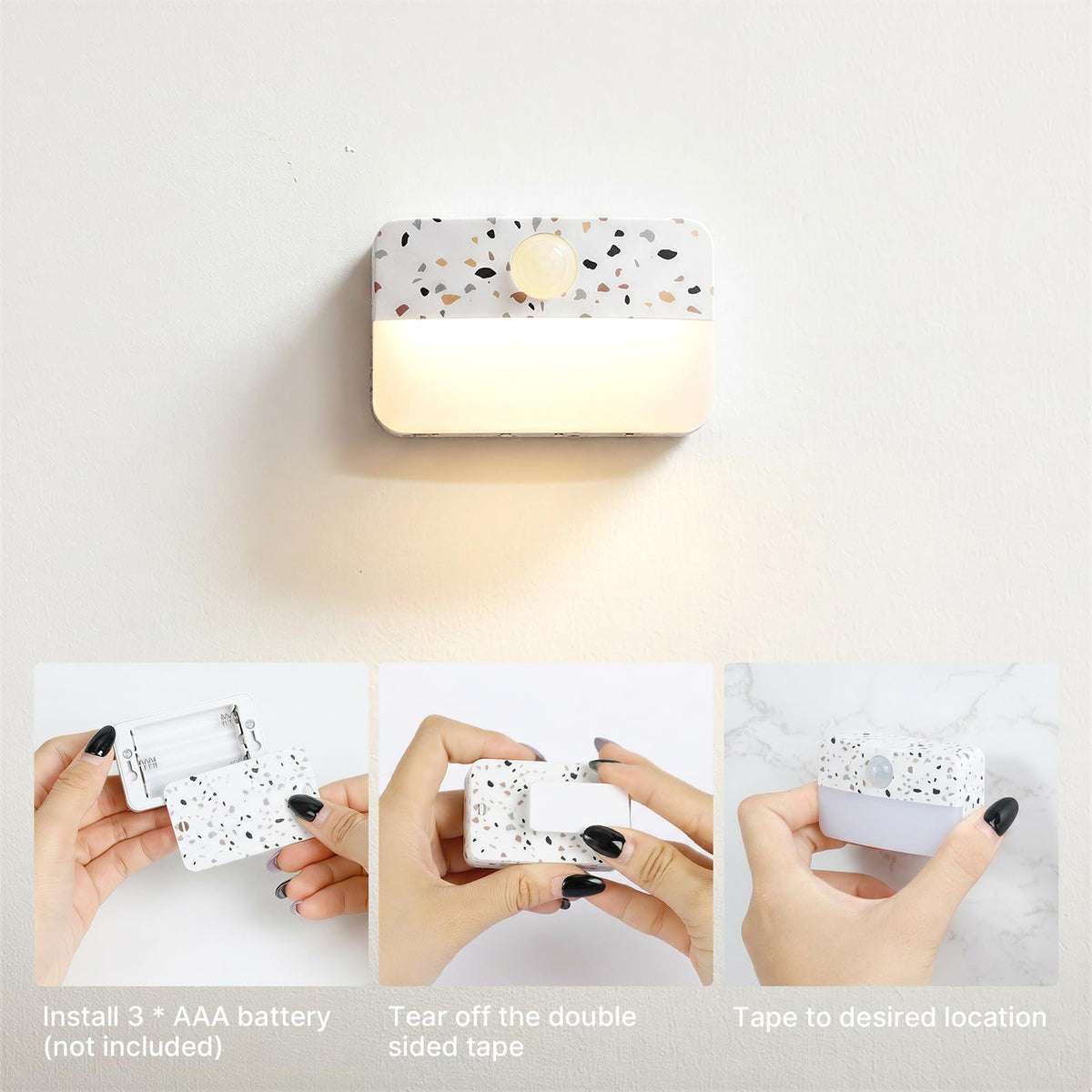 Guankai 8 Pack Motion Sensor Stair Light for Indoor, Battery Operated