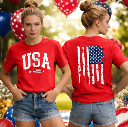 American Flag Shirts for Women 4th of July T-Shirts Usa Graphic Tees Casual Blouse Tops