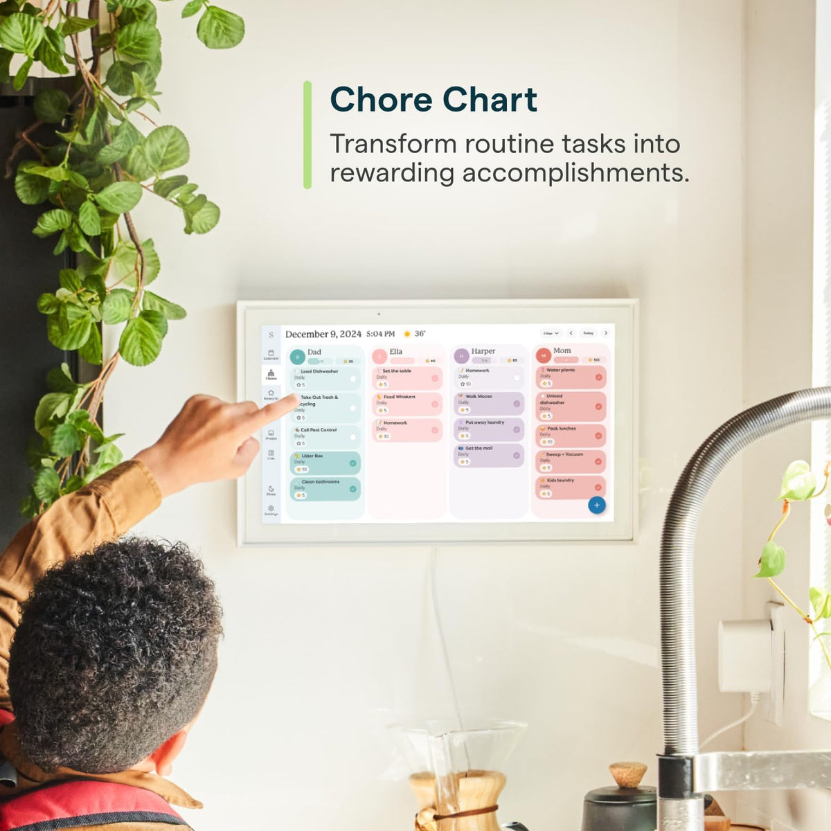 Skylight Calendar: 15-Inch Wall Planner Digital Calendar & Chore Chart, Smart Touchscreen Interactive Display