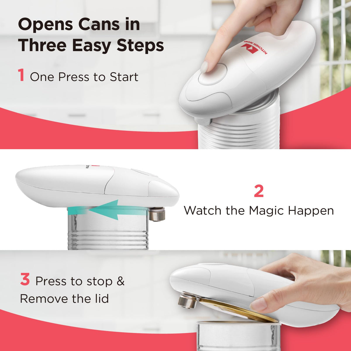 Kitchen Mama Auto Electric Can Opener: Open Your Cans with a Simple Press of Button