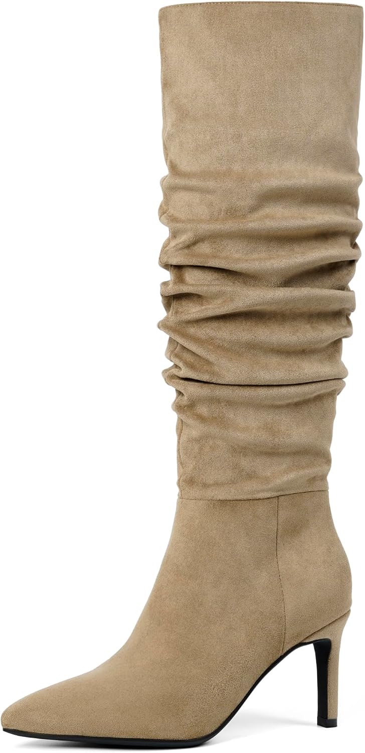 Easyfox Knee High Boots Women Pointed Toe Stiletto Heel Tall Boots