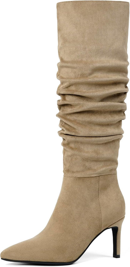 Easyfox Knee High Boots Women Pointed Toe Stiletto Heel Tall Boots