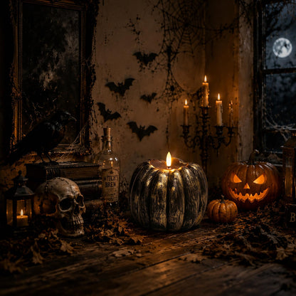 Fall Decor, Fall Decorations for Home - Flameless Pumpkin Candle with Timer Remote - Room Bedroom Table Farmhouse Decor for Halloween, Thanksgiving, Orange+white