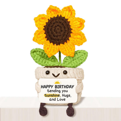 Handmade Positive Sunflower Crochet Decor