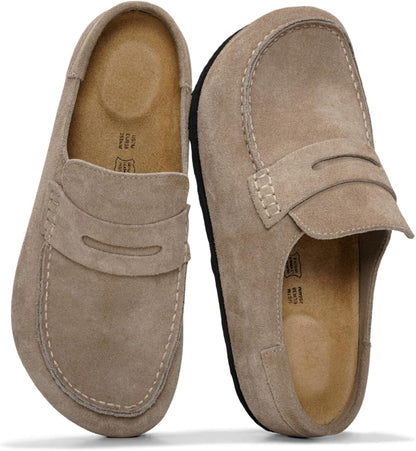 Project Cloud 100% Genuine Leather Moccasin Clogs for Women Fall Shoes