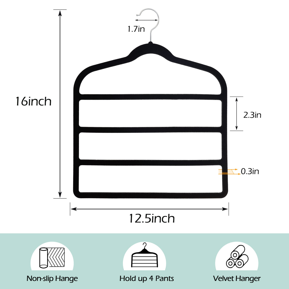 Velvet Pants Clothes Hanger Space Saving Non Slip Pants Shorts Hanger