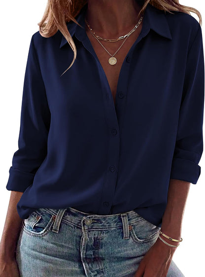 Zeagoo Blouses for Women Dressy Casual Long Sleeve Button Down Shirts Tops