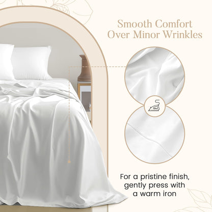 100% Egyptian Cotton Sheets King Size Sheets Set with Fully Elasticated 15" Deep Fitted Sheet & Pillowcases