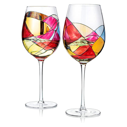 Artisanal Hand Painted Stemless Wine Glasses