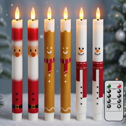 Green Christmas Tree Flameless Taper Candles Battery Operated Remote Timer
