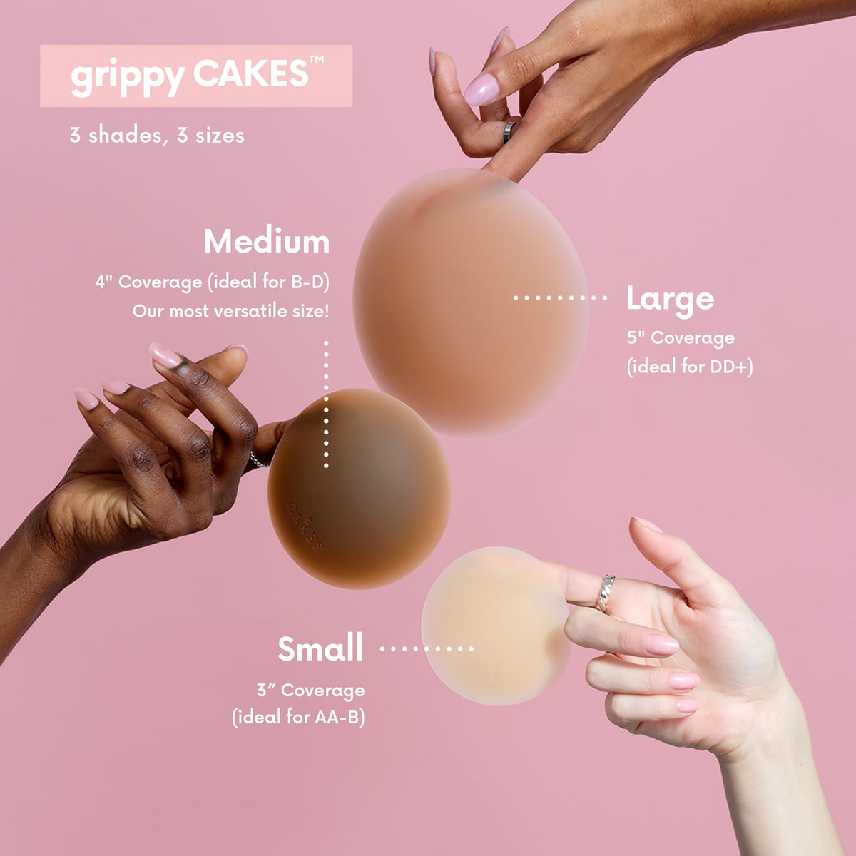 Cakes Body Grippy Non-Adhesive Silicone Nipple Covers for Women (No Sticky Adhesive) - Reusable, Silicone (Circle)