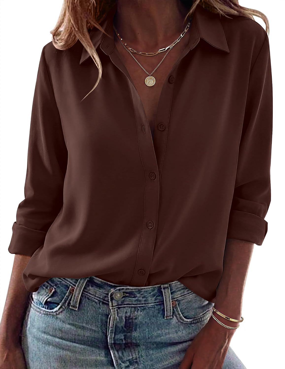 Zeagoo Blouses for Women Dressy Casual Long Sleeve Button Down Shirts Tops