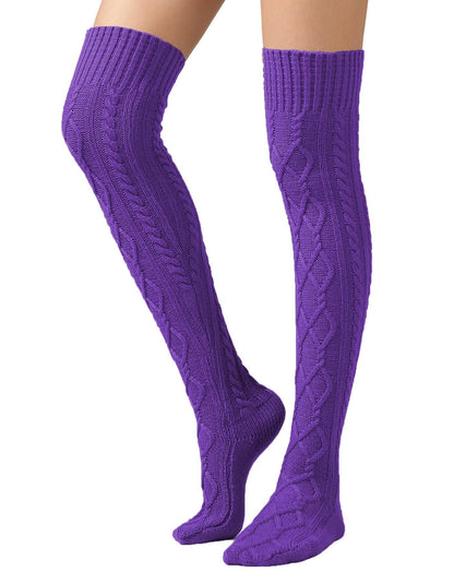Leoparts Women's Cable Knit Thigh High Socks Over Knee Leg Warmer Stockings
