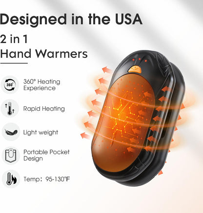 AI Hand Warmers Rechargeable 2 Pack, AI Smart Chips Electric Hand Warmers, 20Hrs Long