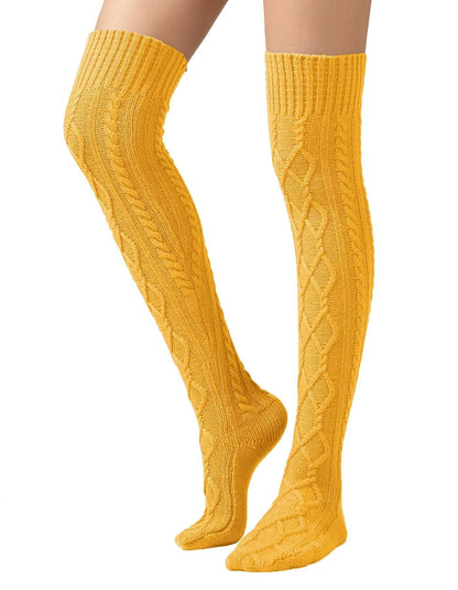 Leoparts Women's Cable Knit Thigh High Socks Over Knee Leg Warmer Stockings