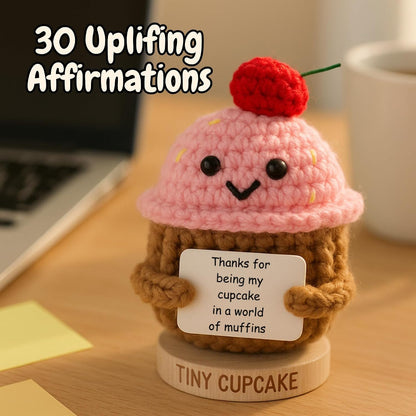 Emotional Support Gifts for Women - Positive Crochet Cupcake W/ 30 Uplifting Affirmation Cards