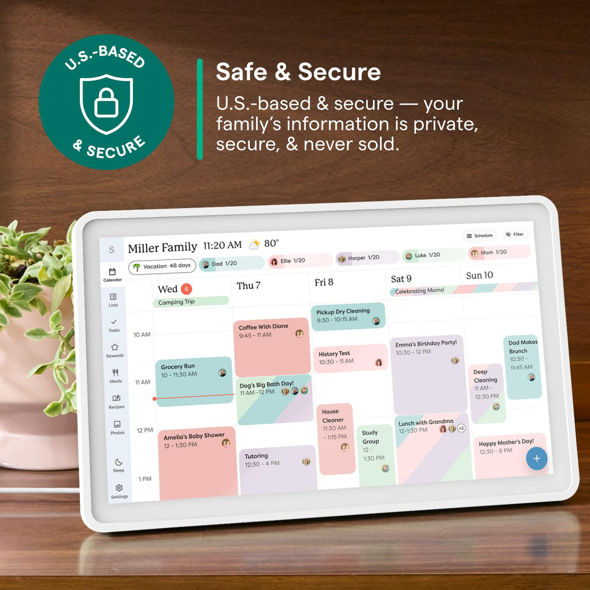 Skylight Calendar: 15-Inch Wall Planner Digital Calendar & Chore Chart, Smart Touchscreen Interactive Display