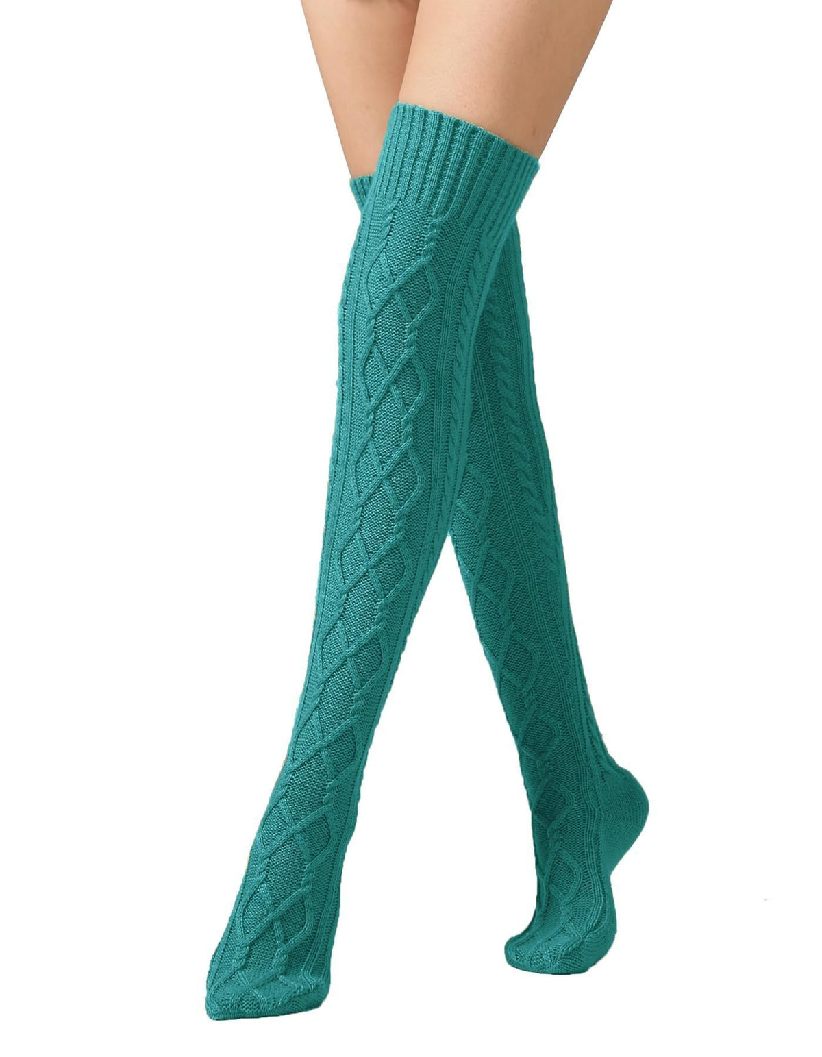 Leoparts Women's Cable Knit Thigh High Socks Over Knee Leg Warmer Stockings
