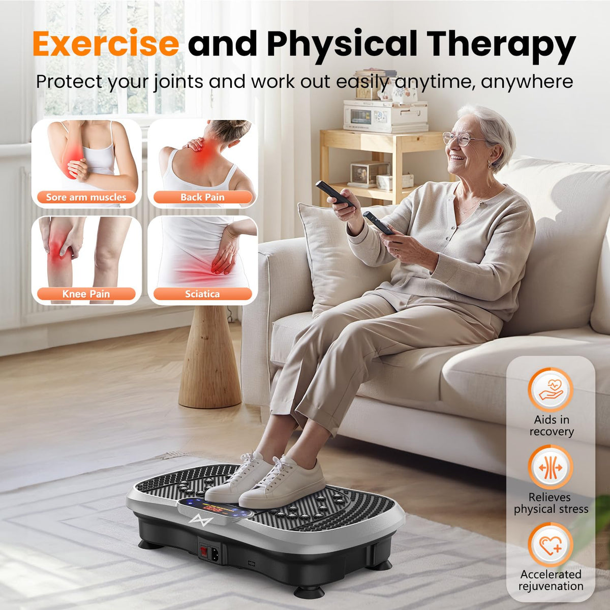 Axv Vibration Plate Fitness Platform Exercise Machine Vibrating Shaking Full Body Shaker Workout Vibrate Stand Shake Board Sport for Weight Loss Fat Burner for Gym Home Office