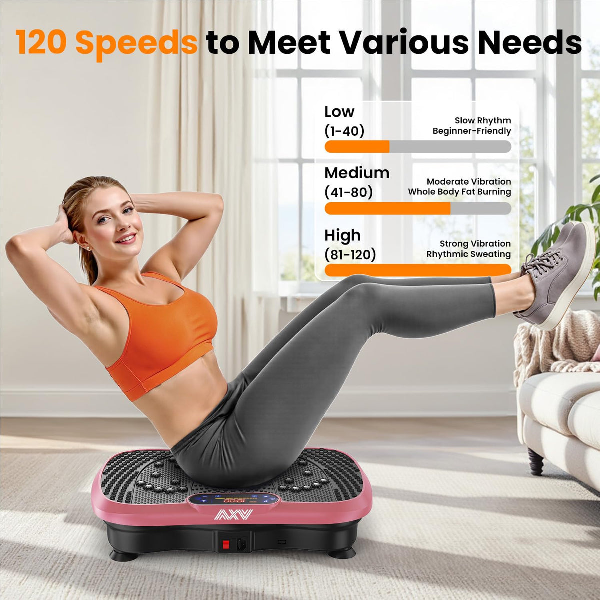 Axv Vibration Plate Fitness Platform Exercise Machine Vibrating Shaking Full Body Shaker Workout Vibrate Stand Shake Board Sport for Weight Loss Fat Burner for Gym Home Office