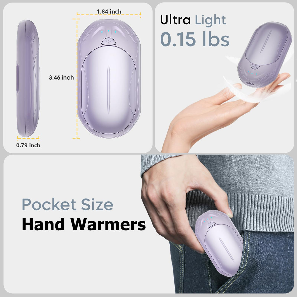 AI Hand Warmers Rechargeable 2 Pack, AI Smart Chips Electric Hand Warmers, 20Hrs Long