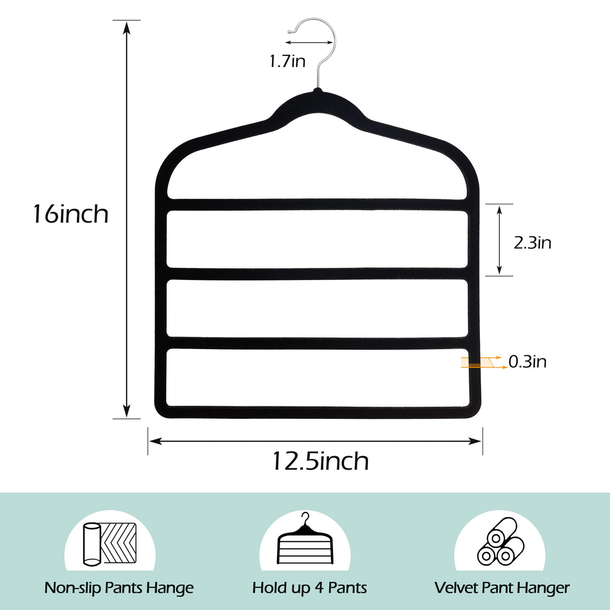 Velvet Pants Clothes Hanger Space Saving Non Slip Pants Shorts Hanger