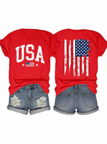 American Flag Shirts for Women 4th of July T-Shirts Usa Graphic Tees Casual Blouse Tops