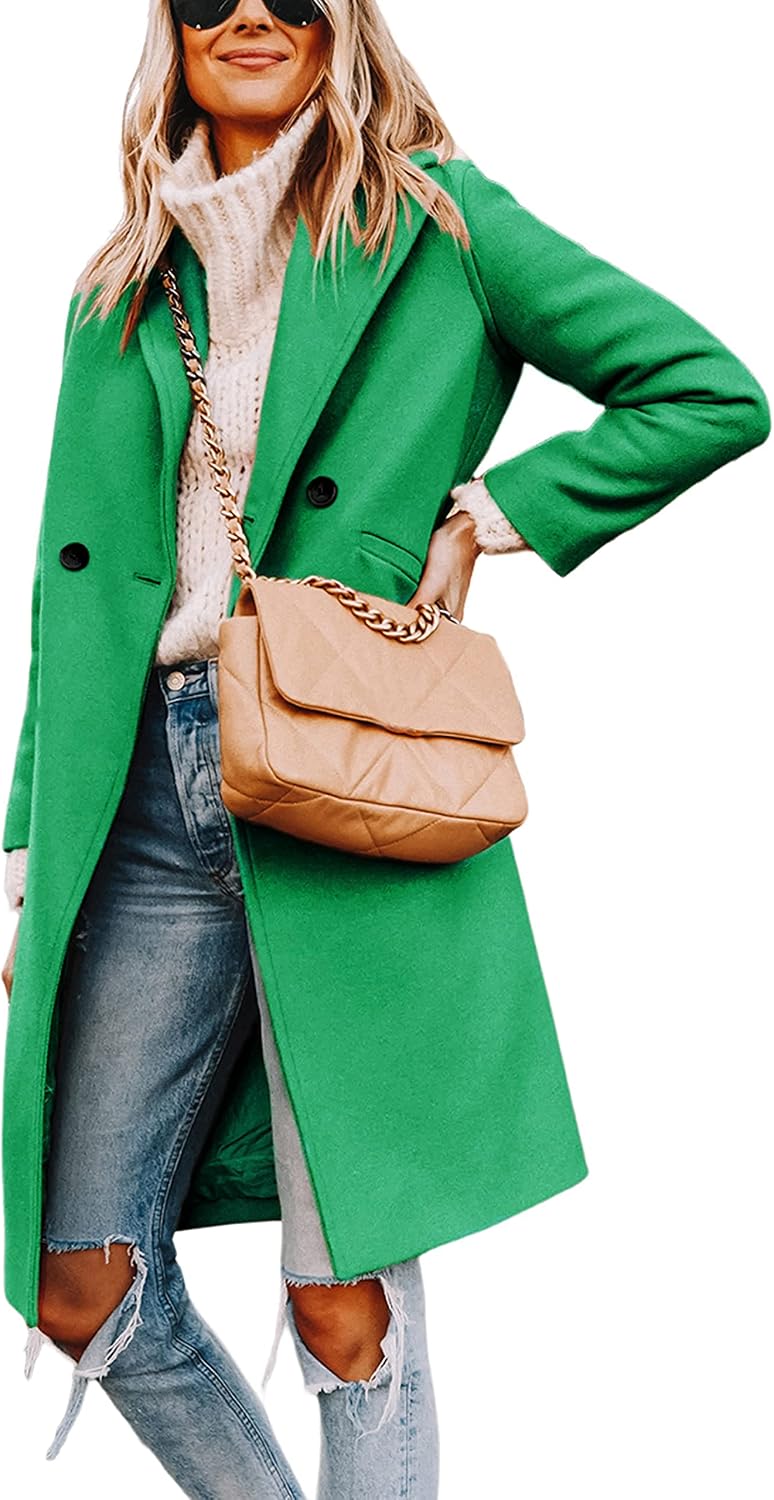 Women's Wool Coat Notch Lapel Double-Breasted Peacoat