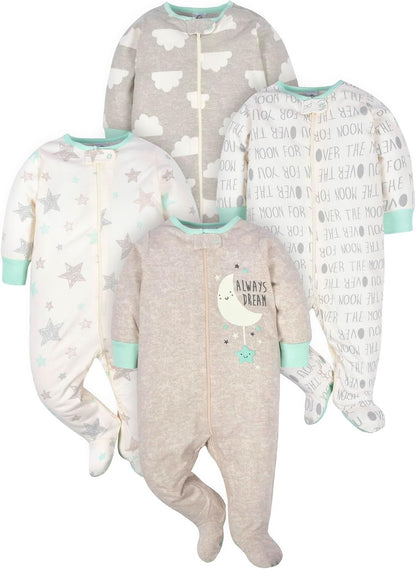 Gerber Baby Girls 4-Pack Sleep 'N Play Footie