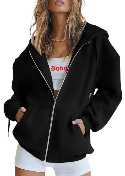 PRETTYGARDEN Women's Fall Zip Up Hoodies Sweatshirts