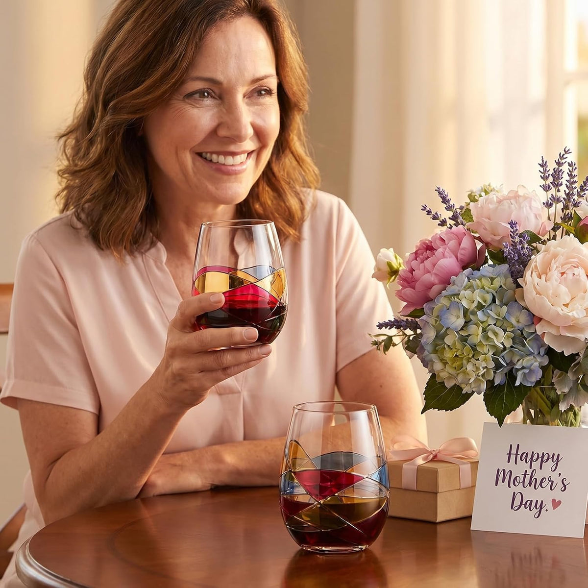 Artisanal Hand Painted Stemless Wine Glasses