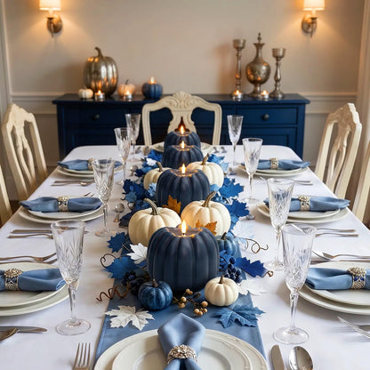 Fall Decor, Fall Decorations for Home - Flameless Pumpkin Candle with Timer Remote - Room Bedroom Table Farmhouse Decor for Halloween, Thanksgiving, Orange+white