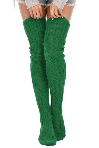 Leoparts Women's Cable Knit Thigh High Socks Over Knee Leg Warmer Stockings