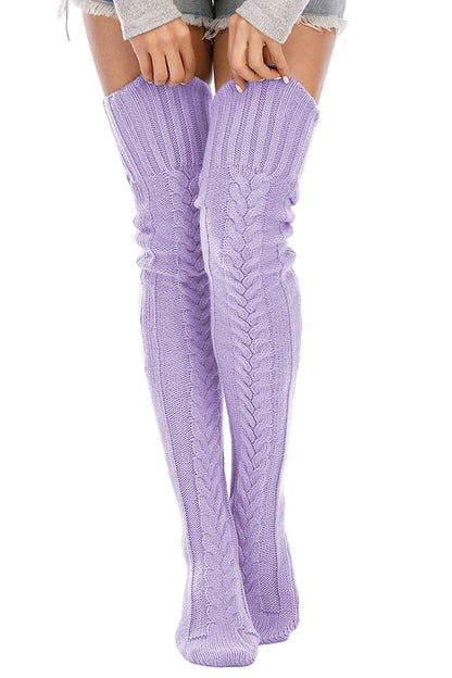 Leoparts Women's Cable Knit Thigh High Socks Over Knee Leg Warmer Stockings