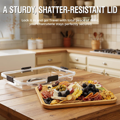 Renmxj Portable Charcuterie Boards with Lid, Cheese, Veggie & Snack Tray