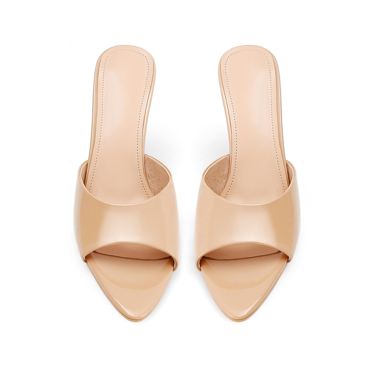 High Heel Mules - Pointed Open Toe Slip On