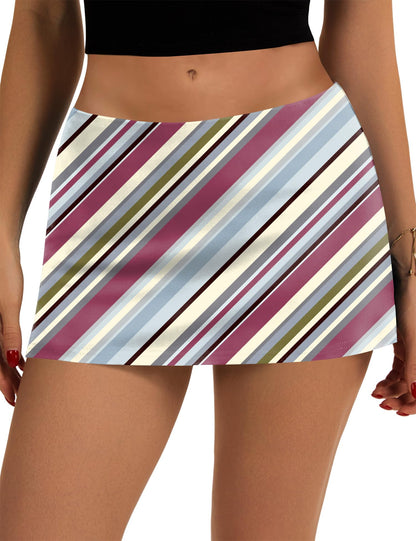 LOMON Women's Low Rise Micro Mini Skirt with Built-in Shorts & Pockets