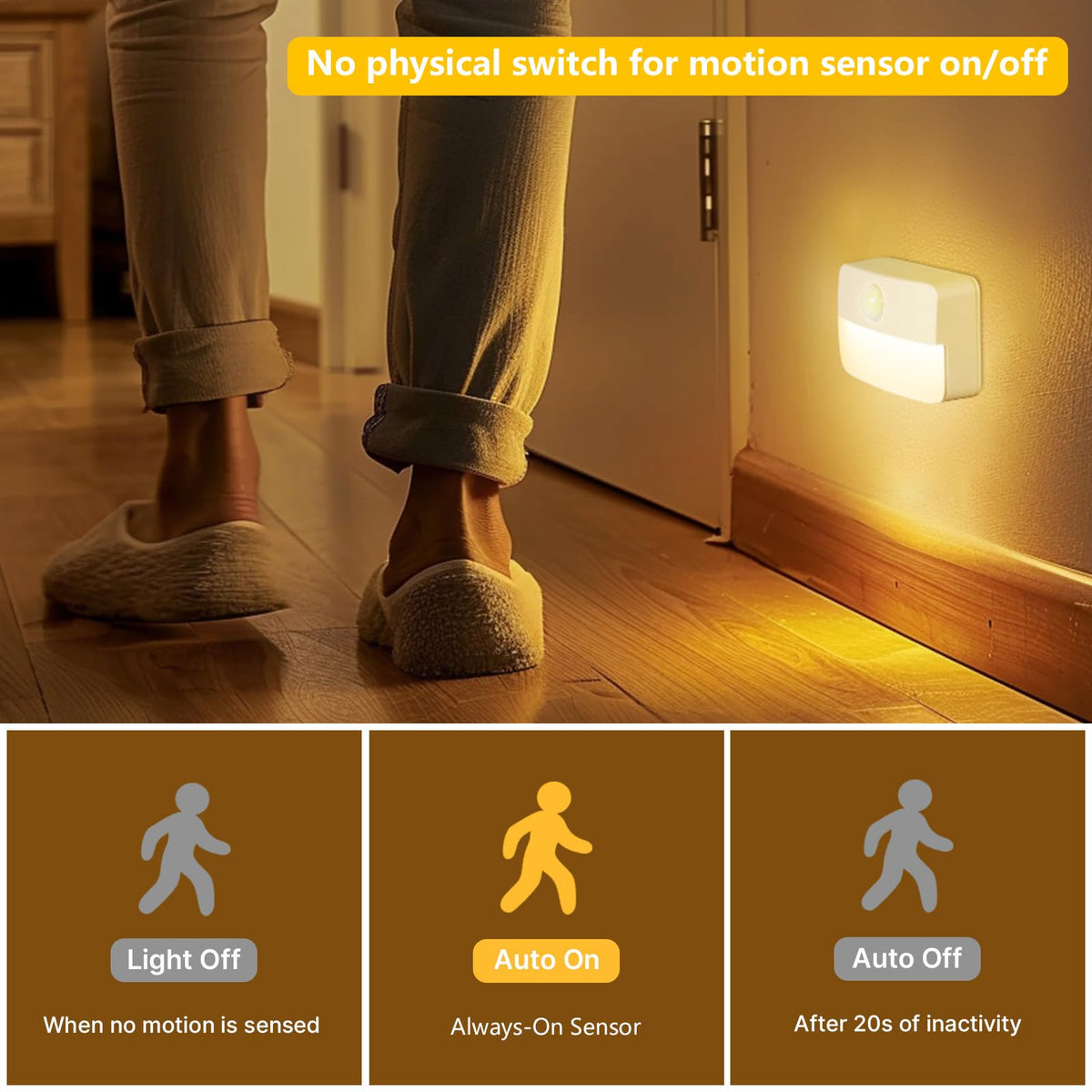 Guankai 8 Pack Motion Sensor Stair Light for Indoor, Battery Operated