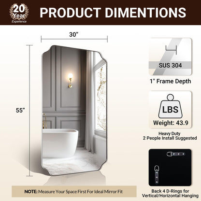 Andy Star Unique Rectangle Wall Mirror, 24"X32"