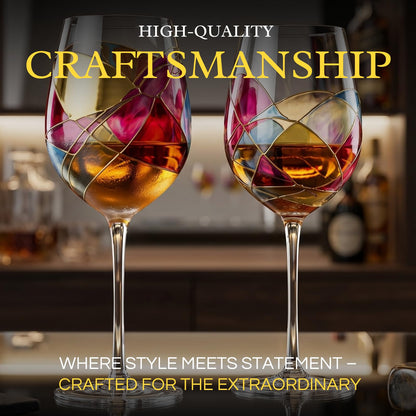 Artisanal Hand Painted Stemless Wine Glasses