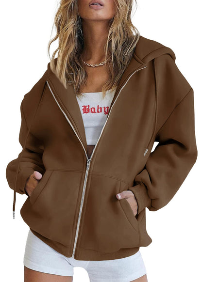 PRETTYGARDEN Women's Fall Zip Up Hoodies Sweatshirts