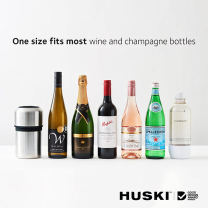 Huski Wine Chiller | Award Winning Iceless Design | Keeps Wine Cold up to 6 Hours | Wine Accessory | Next Generation Ice Bucket | Fits Some Champagne Bottles | Perfect Gift for Wine Lovers (Champagne)
