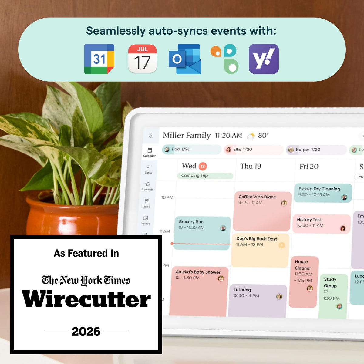Skylight Calendar: 15-Inch Wall Planner Digital Calendar & Chore Chart, Smart Touchscreen Interactive Display