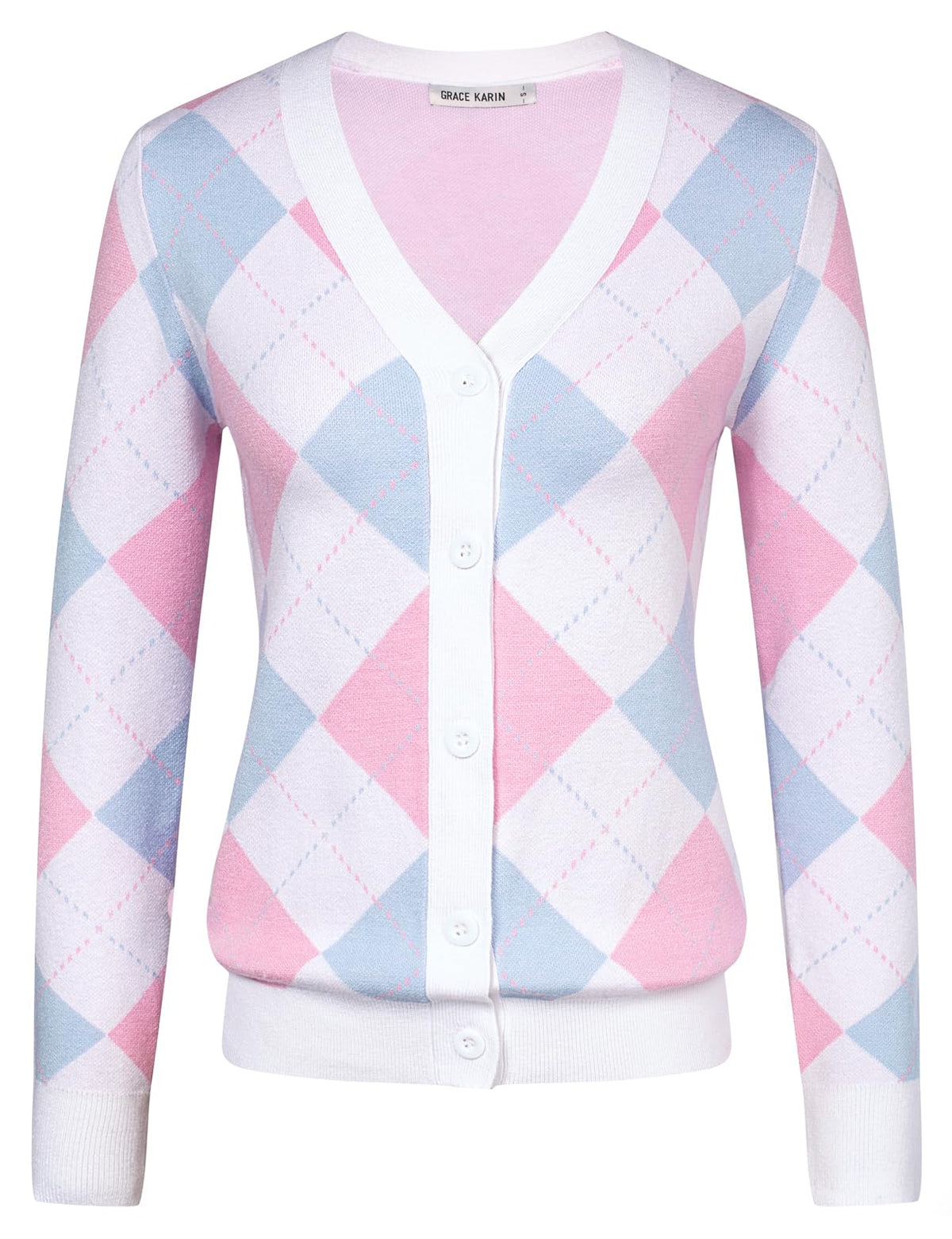 GRACE KARIN Cardigan Sweaters for Women - Argyle Sweater