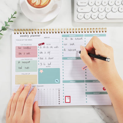 Thboxes Weekly Desk Planner, 8.5x11 In To Do List Notepad, 52 Sheets