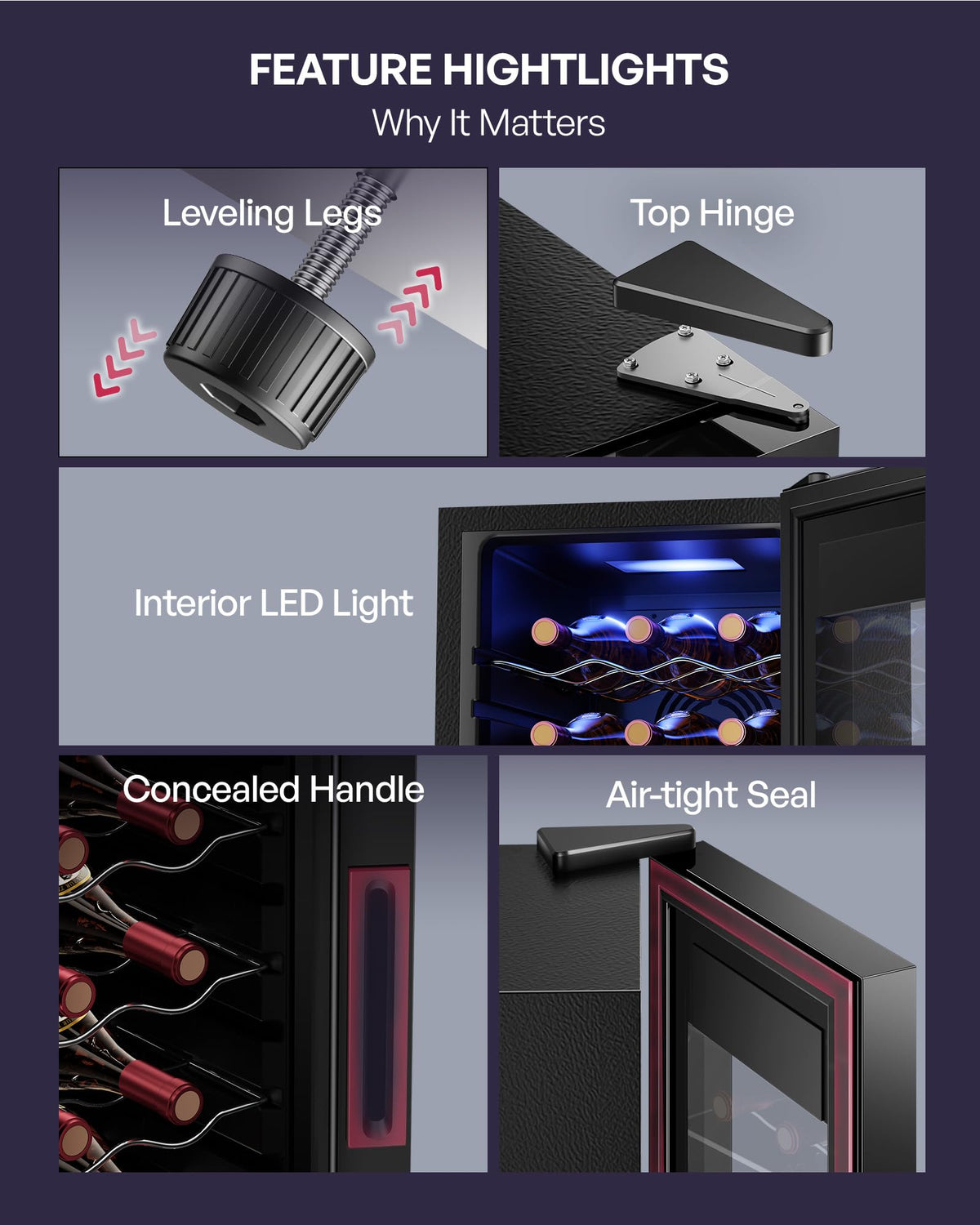 Icyglee 25 Bottle Compressor Wine Cooler Refrigerator