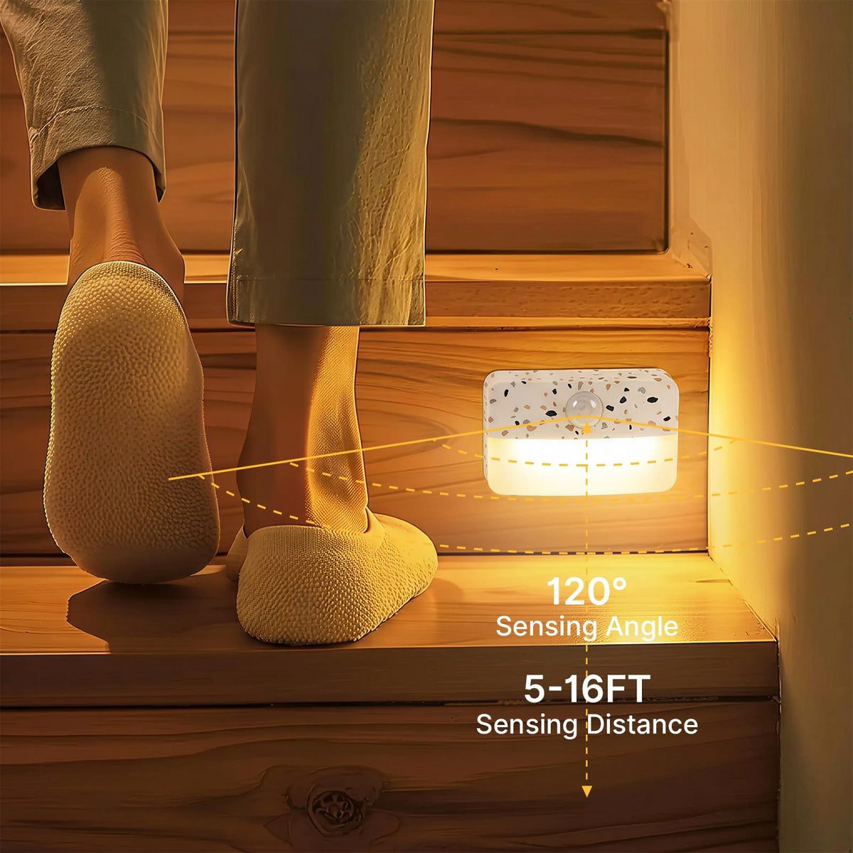 Guankai 8 Pack Motion Sensor Stair Light for Indoor, Battery Operated