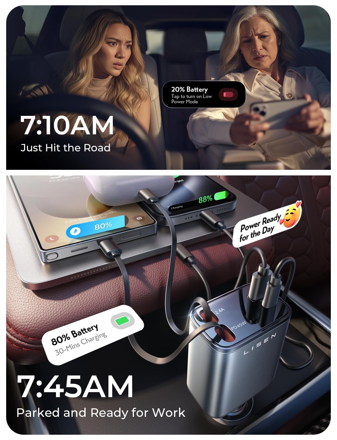 Lisen Retractable Car Charger