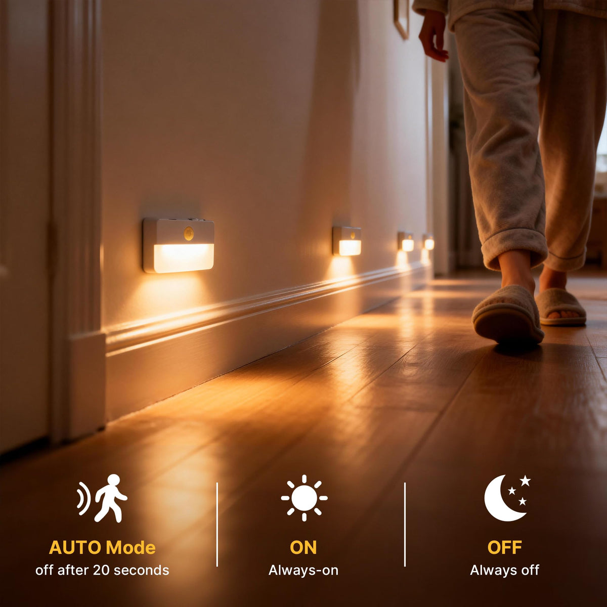 Guankai 8 Pack Motion Sensor Stair Light for Indoor, Battery Operated