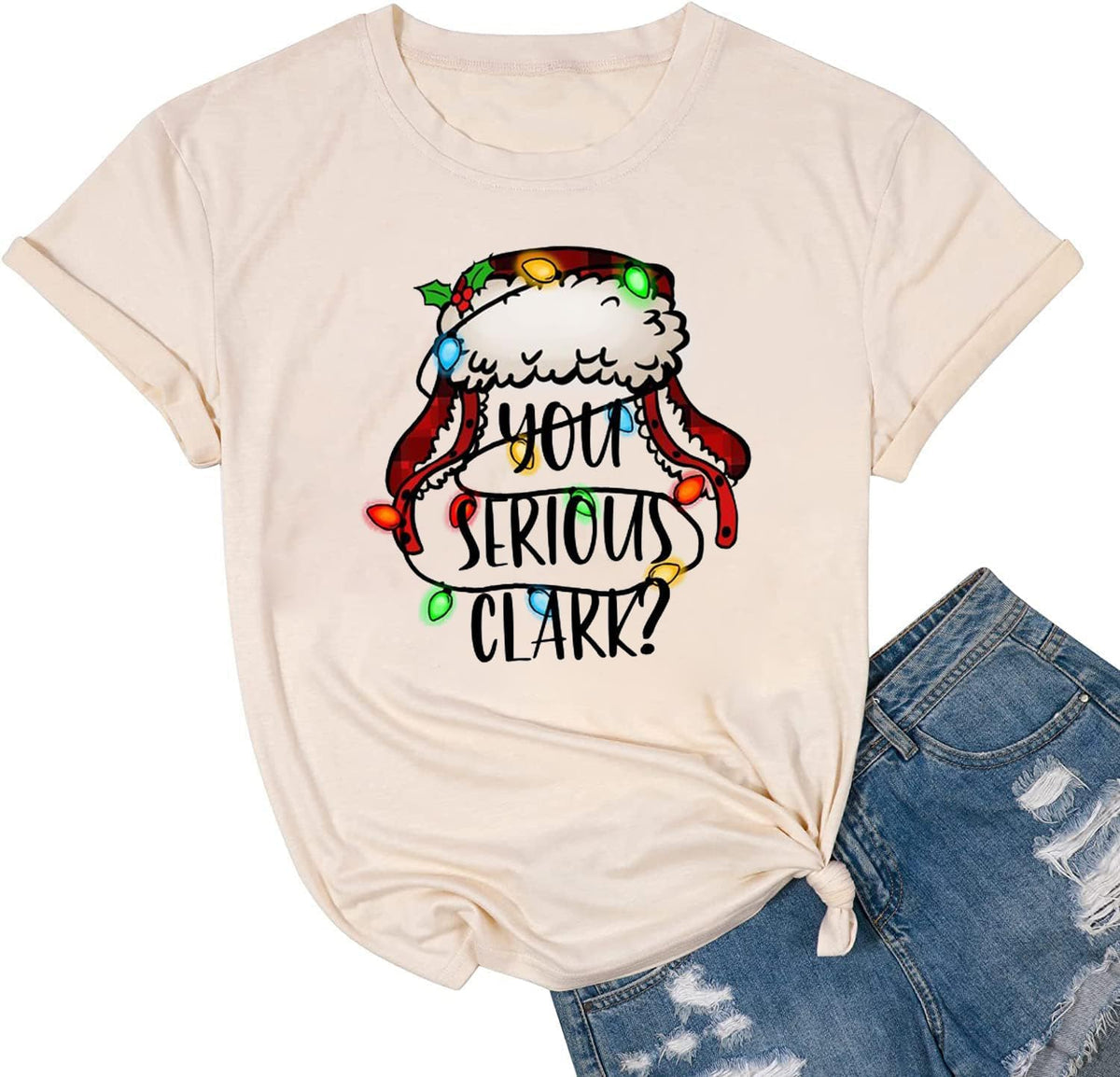 hcihgzr Christmas Shirts for Women Merry and Bright Christmas Shirt Xmas Tree Graphic Holiday T-Shirt Tops